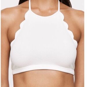 Marysia Swim Mott Scalloped High Neck Halter Bikini Top - M